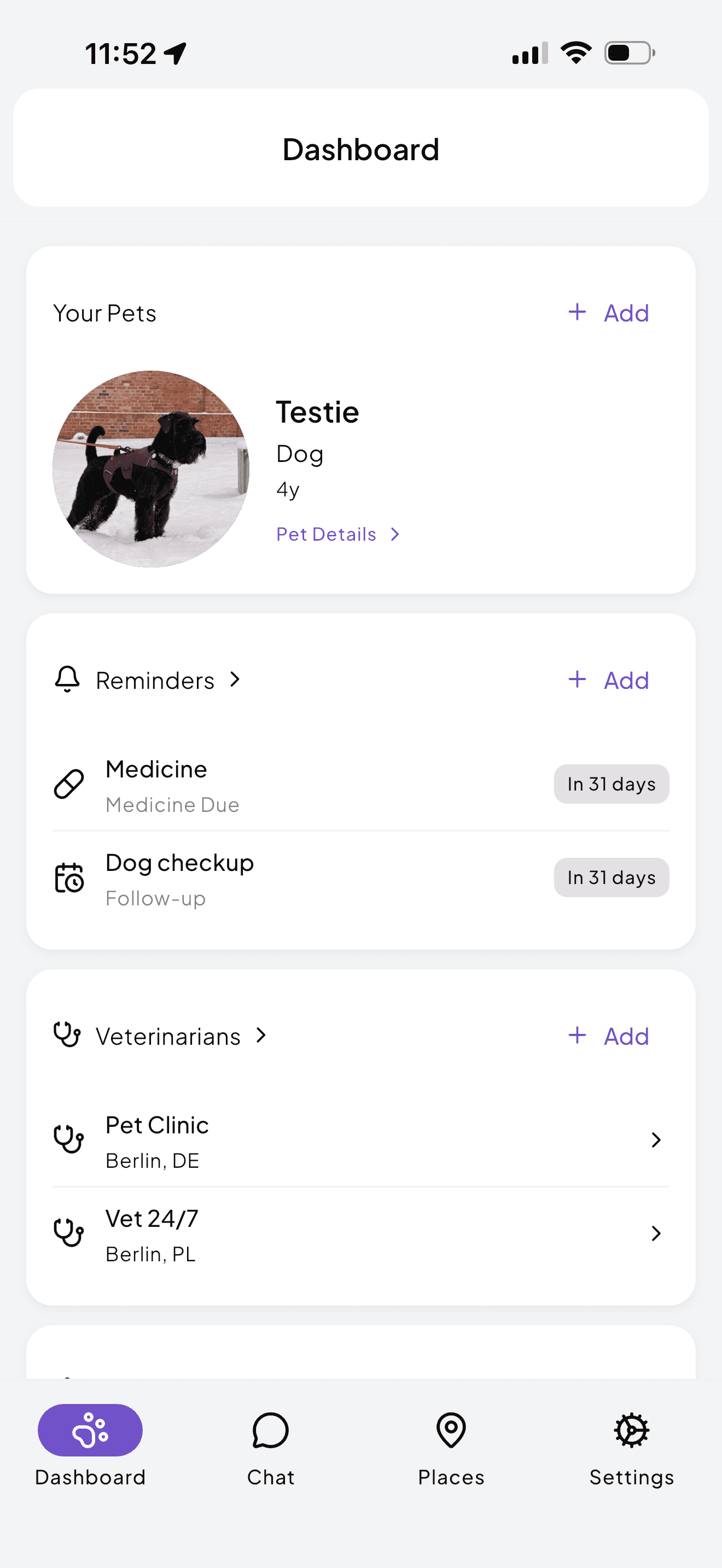 Wolfie dashboard