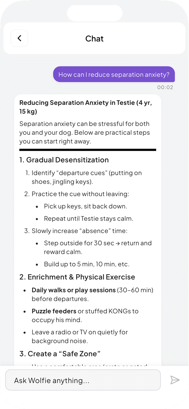 Wolfie AI chat screen