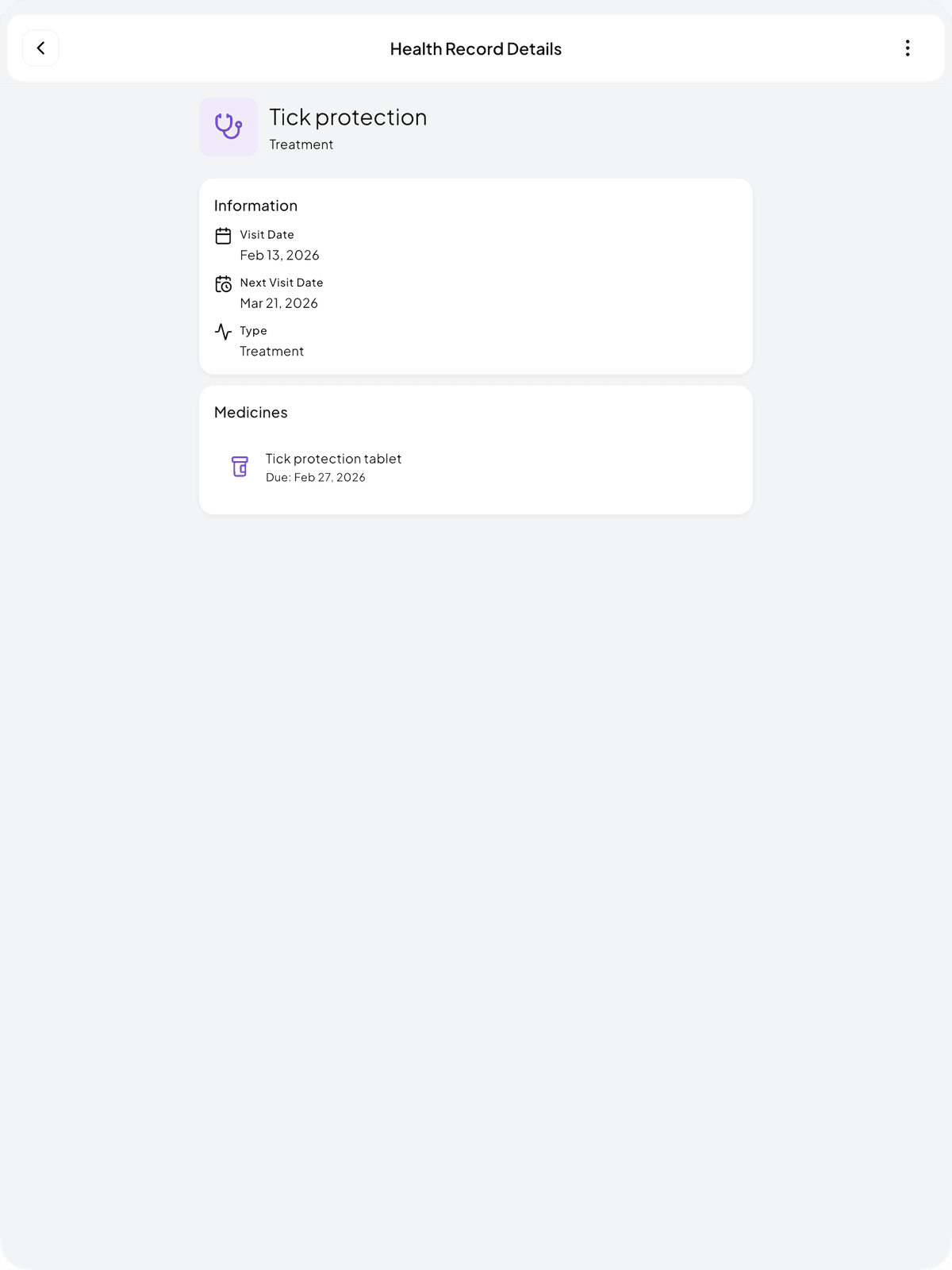 Health Log on tablet