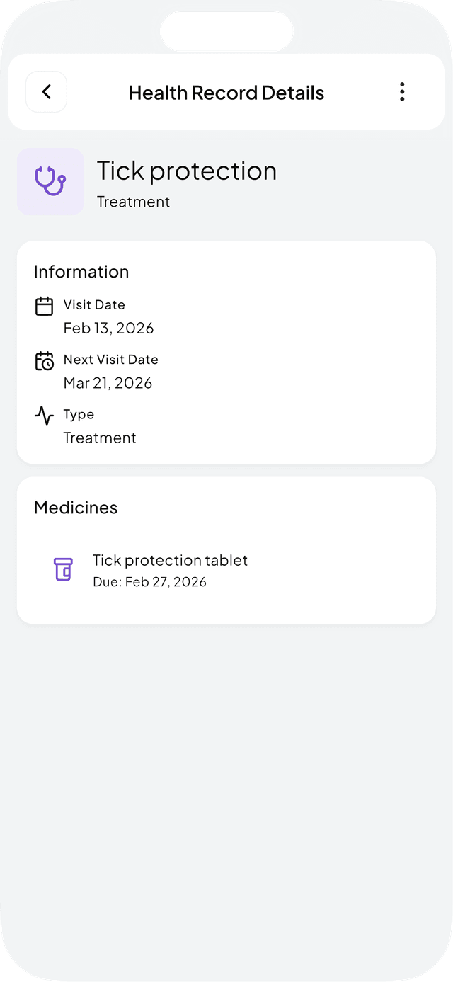 Wolfie health log screen